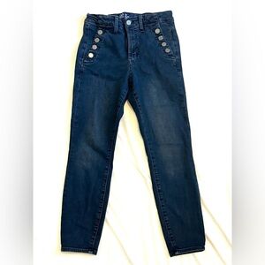 GAP Women's Dark Blue High Rise Universal Jeans with Button Pockets 6/28